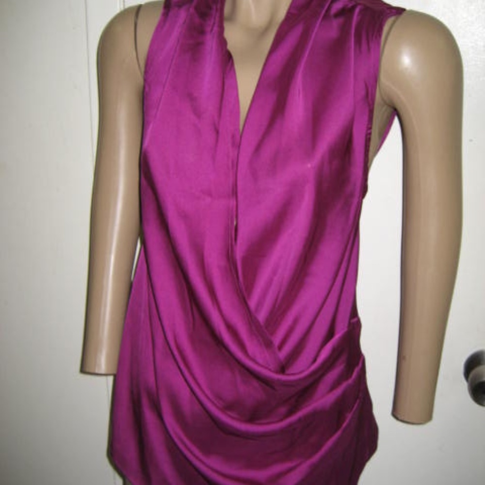 NEW Baby Phat Cross Sleeveless Satin Cowl faux Wrap Top Blous 2X 18 20 PLUS SIZE